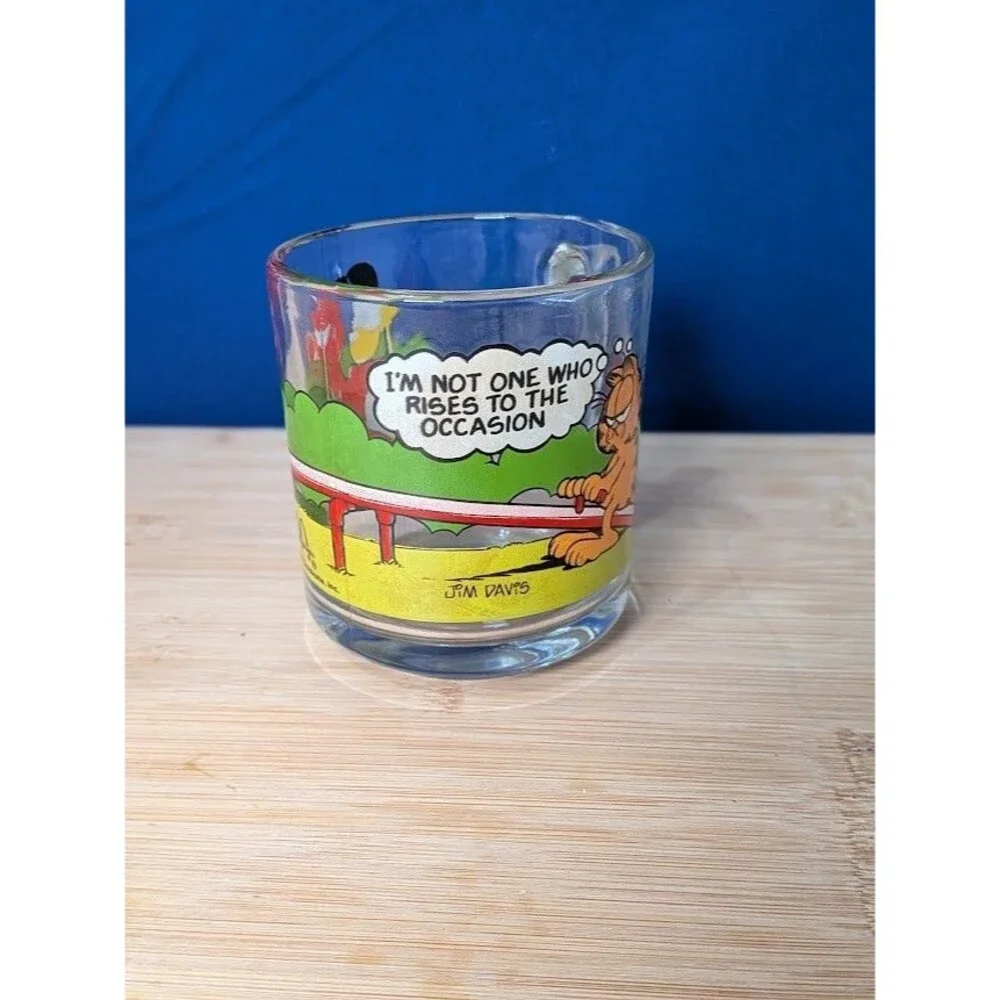 Vtg Mug 1978 Garfield Odie Mcdonalds Teeter Totter "I'm Not One Who Rises" Glass - Picture 6 of 6